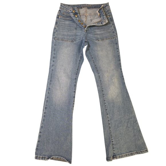 Michael Kors Denim - Michael Kors Womens Light Wash Button Fly Flare Jeans High Rise Size 8